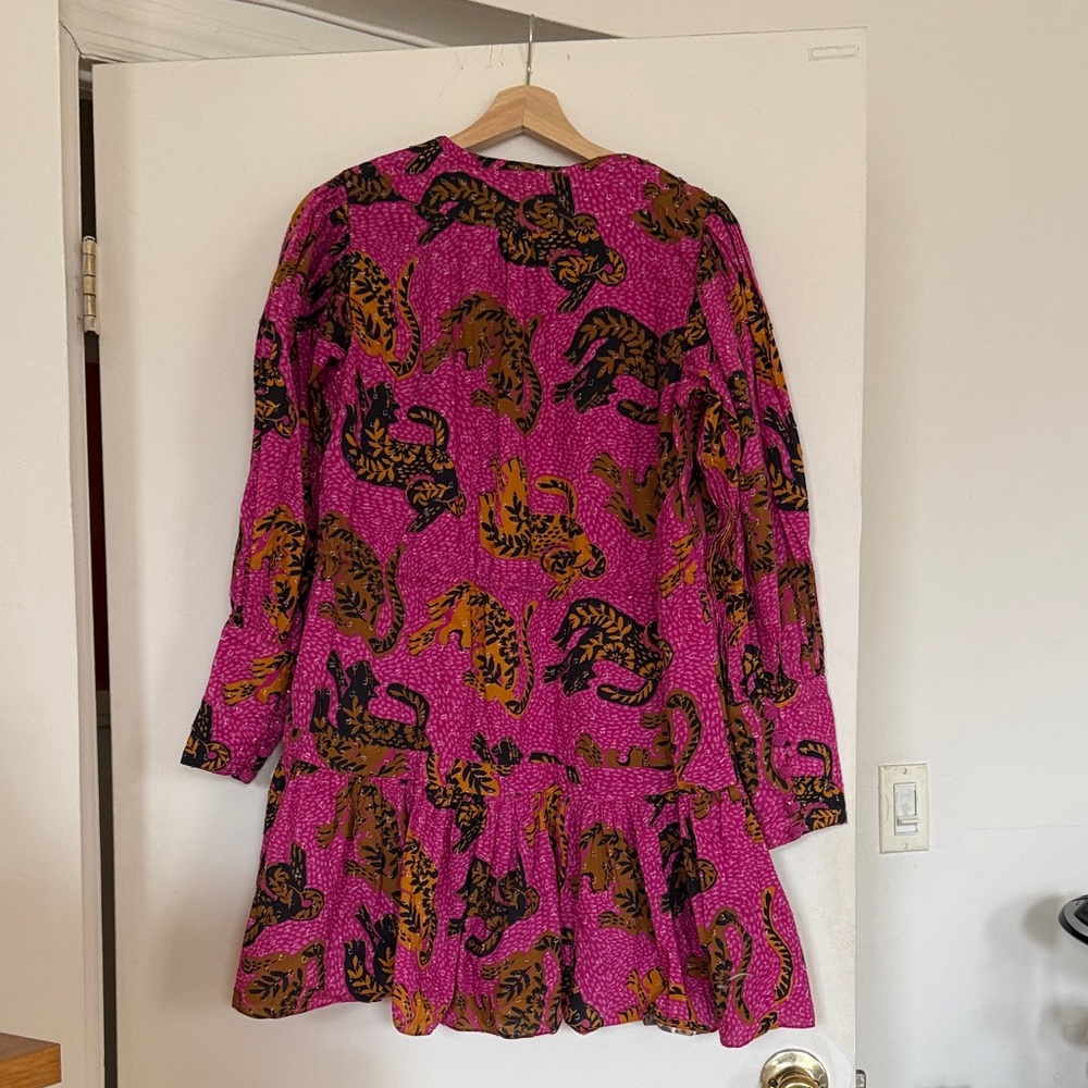 FARM Rio Hot Pink Tropical Animal-Print Tiered Mini Dress - Picture 7 of 10